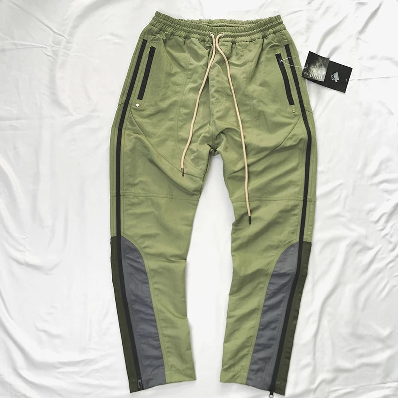 Hip Hop Side Zipper Color Block Vibe Style Casual Track Pants Mens Harajuku Drawstring Loose Oversize Trousers Streetwear Street King Limited