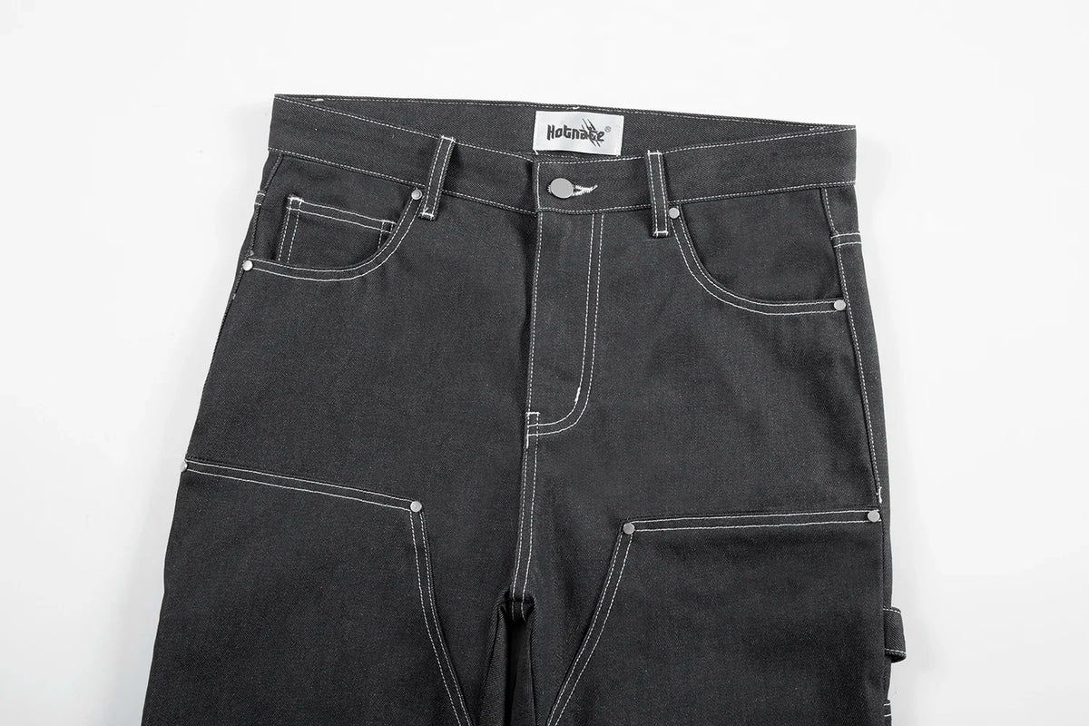 retro ankle zipper original casual logging pants mens straight streetwear baggy loose jeans cargos oversized denim trousers unique cargo style 2154