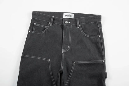 retro ankle zipper original casual logging pants mens straight streetwear baggy loose jeans cargos oversized denim trousers unique cargo style 2154