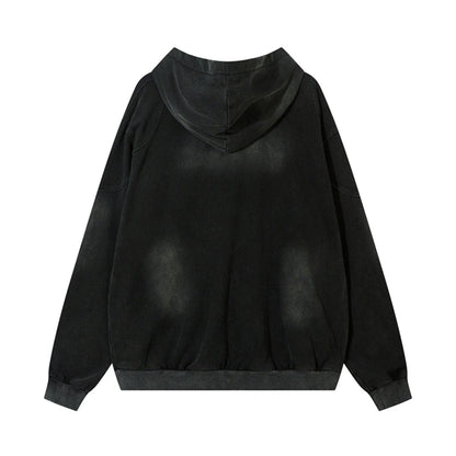 Vintage Zip Up Hoodie Jacket Y2K Punk Gothic Loose Washed Hooded Sweatshirt Coat 2024 Harajuku Cotton Streetwear Street King Limited