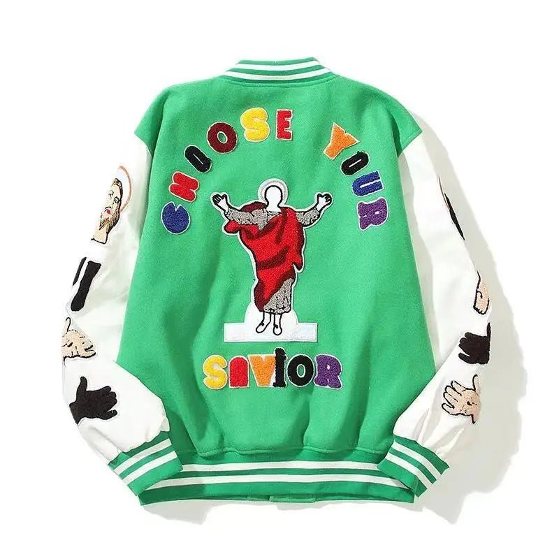 solid color embroidered letter jacket baseball uniform couple wear harajuku style casual loose high street y2k patchwork jacket unique default style 1668