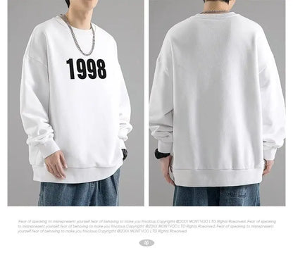 Trendy Korean Personality Simple Retro Sweatshirt for Boys 2024 New Spring and Autumn Ins American Sports Personality Youth Tops Street King Limited