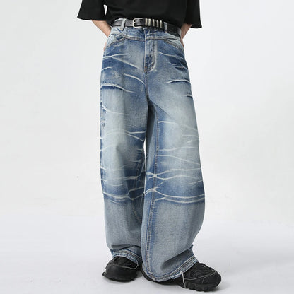 vintage blue baggy jeans man loose straight denim pants harajuku hip hop jeans trousers men denim street jeans