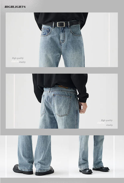 mens retro fashion high street loose casual denim micro flared pants jeans men streetwear plus size jeans trousers 28 40 unique jeans style 2574