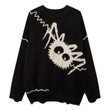 Men's Spider Pattern Knitted Sweater Harajuku Vintage Hip Hop Plush Pullover Oversized Loose Fashionable Casual Jumpers Unisex Street King Limited