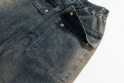 mens high street loose denim jeans casual straight retro washed jeans hip hop streetwear casual wide legs joggers baggy jeans unique joggers style 1865