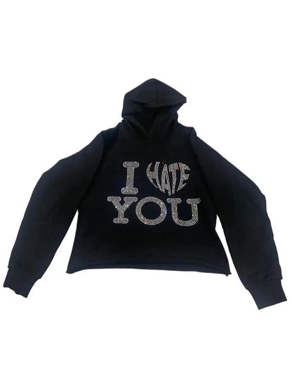 Harajuku Oversized Diamond skull Print Streetwear Hoodie Vintage Streetwear Tops Sweatshirt Goth Hoodies Women Y2k Clothes Street King Limited