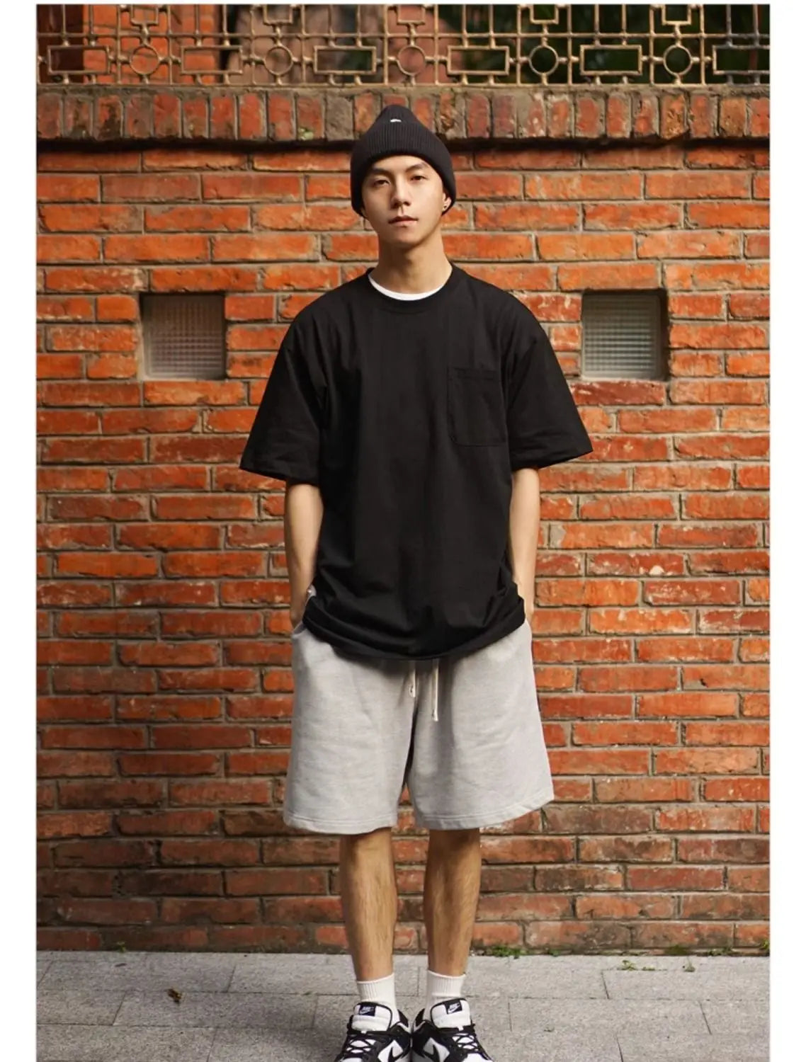 Korean trendy printed graphic T shirt street basic men y2k solid color simple personality pocket retro oversized T shirt Street King Limited