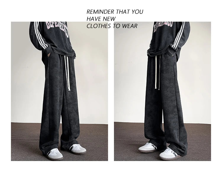 harajuku streetwear tie dye casual pants men women wide leg straight mopping trousers oversize korean fashion drawstring pants unique default style 1302