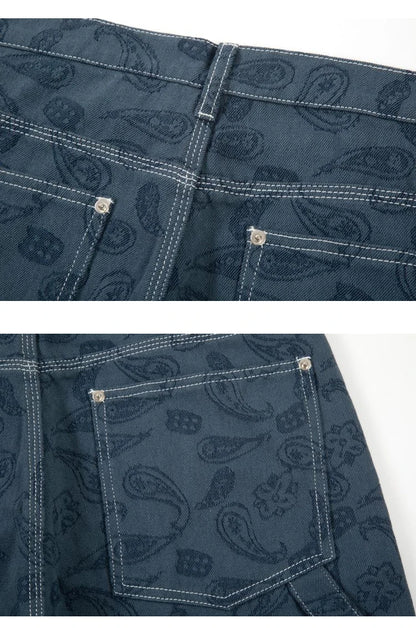 hip hop straight denim jeans pants fashion zipper paisley jeans streetwear mens new casual loose trousers jean pants joggers unique joggers style 3052