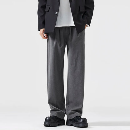 suit pant men korean streetwear fashion loose casual plus size straight suit pant office man commuter pants trousers urban fashion pants