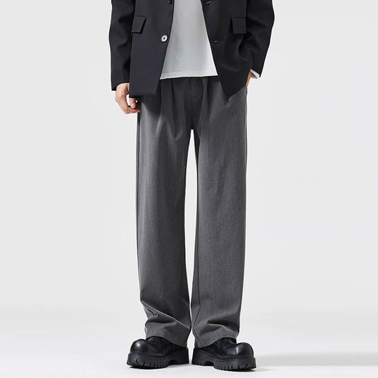 suit pant men korean streetwear fashion loose casual plus size straight suit pant office man commuter pants trousers urban fashion pants