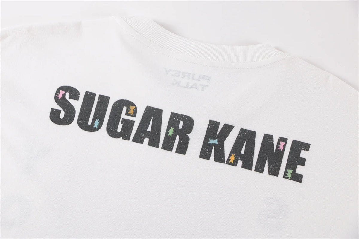 Vintage Summer Pink Rock bear Cartoon Distressed Cotton Casual T-Shirt Tops Street King Limited