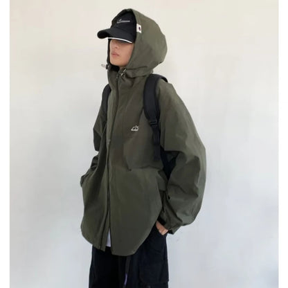 outdoor sports charging jacket mens 2024 spring japanese casual waterproof hooded trench coat multi pocket hiking windbreaker urban fashion pants