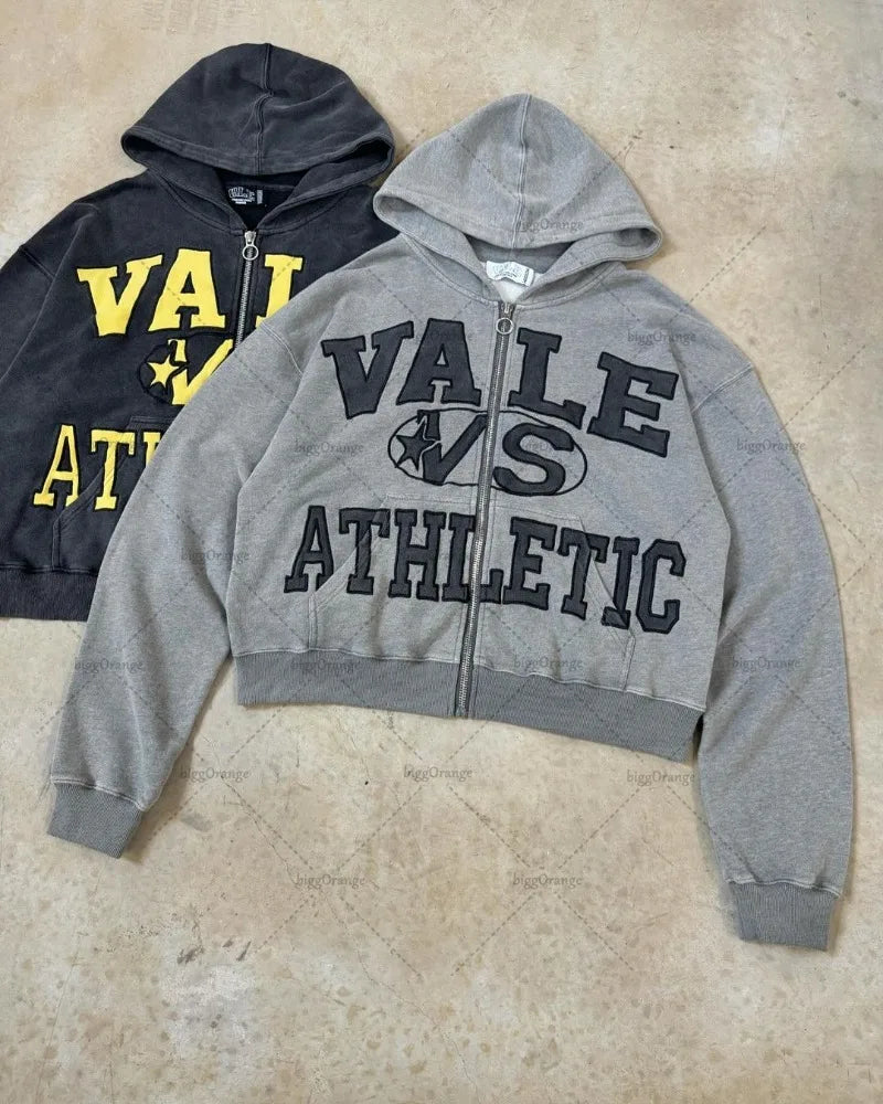 European and American Street Distressed Jackets Men Y2k Letter Print Zipper Hoodies Hip-hop Casual Oversized Sweatshirts Women Street King Limited