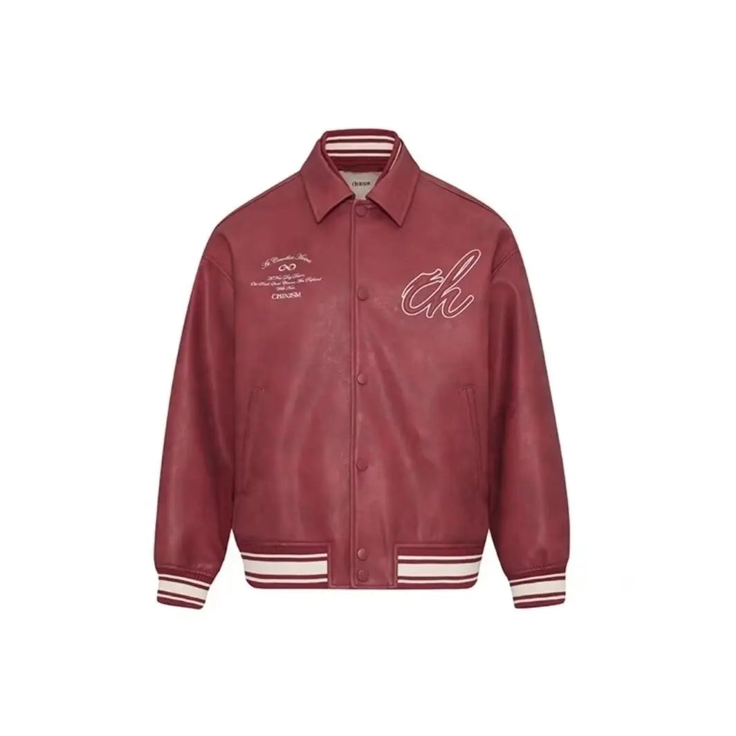 american motorcycle pu leather jacket mens street hip hop letter embroidery loose coat college retro pilot baseball outwear unique default style 2644
