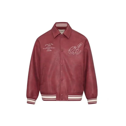 american motorcycle pu leather jacket mens street hip hop letter embroidery loose coat college retro pilot baseball outwear unique default style 2644