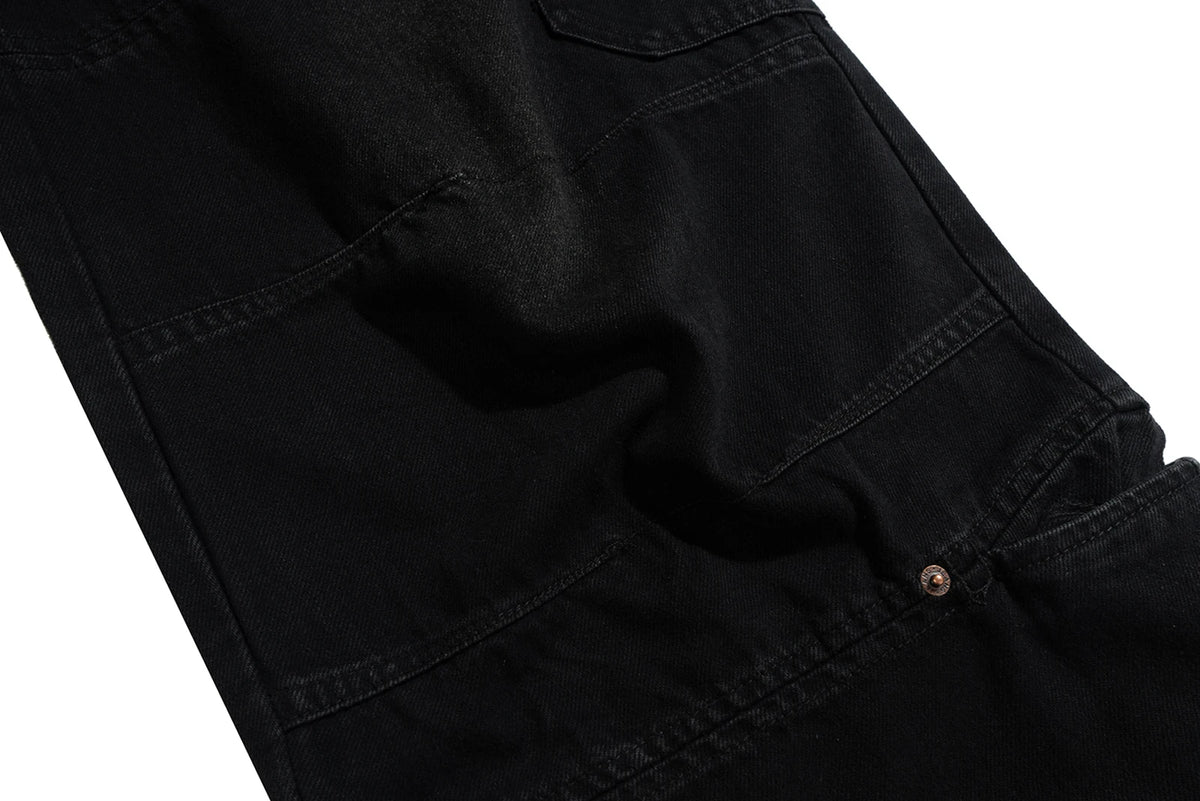 high street multi pocket washed black cargo pants for men wide leg baggy casual jeans oversized baggy denim trousers 2 unique cargo style 1129