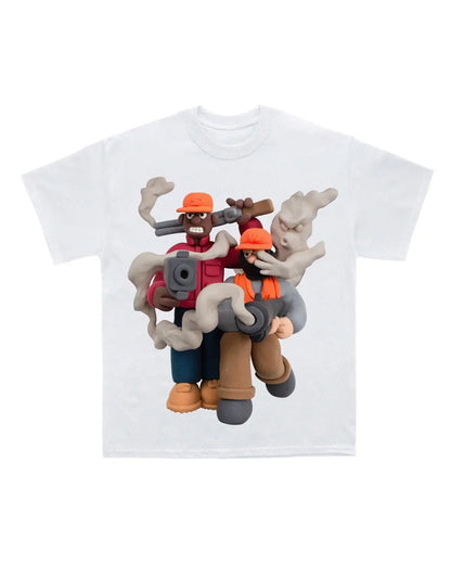 Streetwear Cartoon Letter Pattern Printed Oversized T-Shirt Women's Y2K Casual Loose Round Neck Short Sleeve Top Couple Style Street King Limited