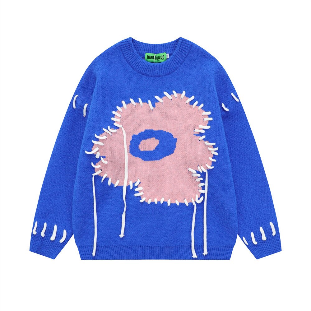 "Blue Face" Unisex Men Women Graphic Streetwear Sweater Daulet Apparel