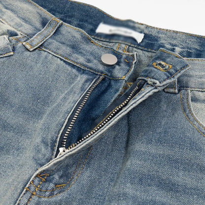 mens fashion ripped jeans blue straight baggy jeans trousers luxury loose casual distressed denim pants male 1 stacked flare jeans