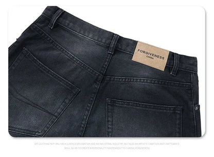 24Spring wash black ash straight tube baggy jeans Street King Limited