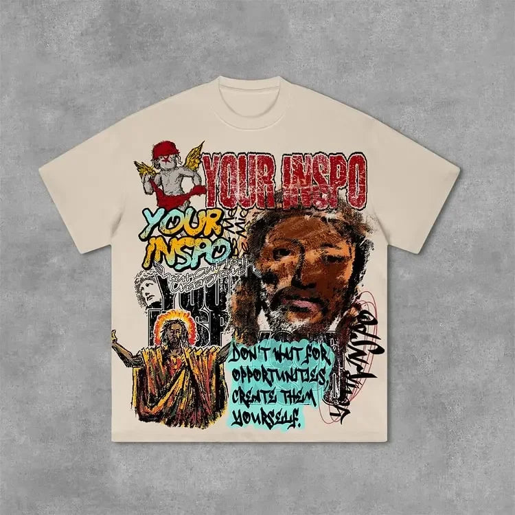 Y2k streetwear Gothic American Father print pattern oversized T-shirt women's casual loose and versatile short sleeved shirt Street King Limited