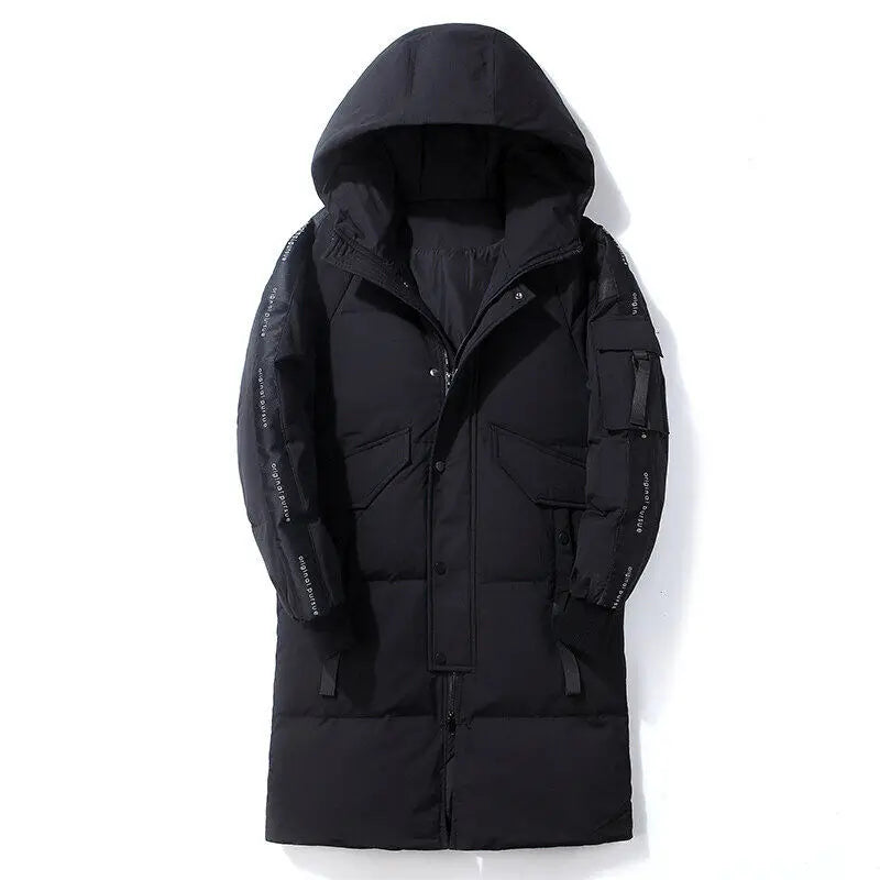 2023 New Winter Men Parka Big Pockets Casual Jacket Hooded Solid Color 2 colors Thicken And Warm hooded Outwear Coat Size 3XL Street King Limited