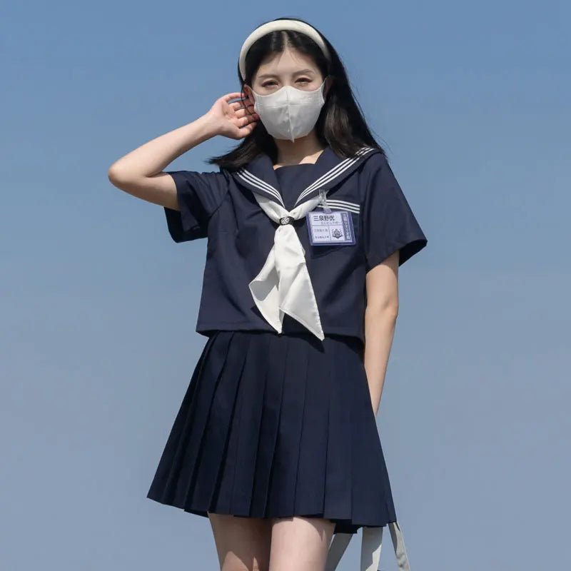 Navy Sailor Outfit Japanese Style School Uniform Skirt Girls JK Uniforms Student Sailor Dress Korean Student Seifuku COS Costume Street King Limited