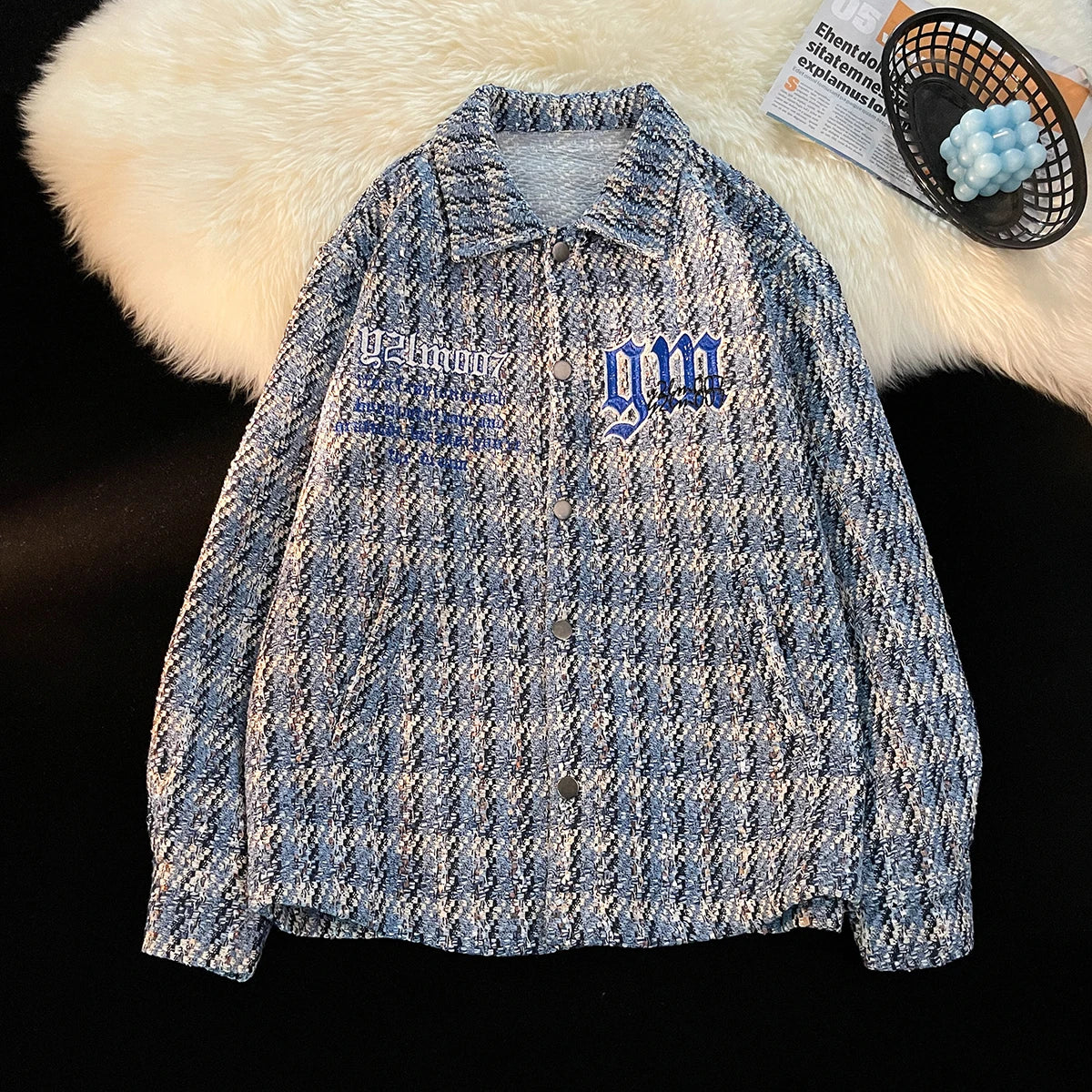 american retro plaid jacket korean trend couple jackets embroidery design unisex outerwear loose plus size mens coat unique default style 991
