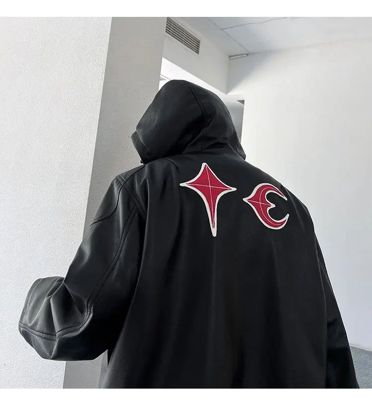 new 2024 men metal thug club pu leathers zippers bomber coats jackets down coats shirts cotton warm winter size 1 2 3 745 menswear bottoms