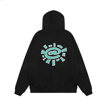 New Autumn Logo Embroidery Black Fleece Hooded Hoodies for Men and Women  Streetwear Baggy Casual Cardigan Zipper Sweatshirts Street King Limited