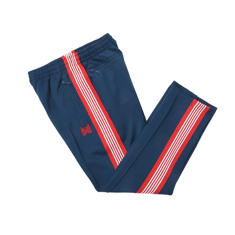 blue pattern embroidery casual motion pants men woman fashion street side edge weaving straight cylinder trousers unique default style 4540