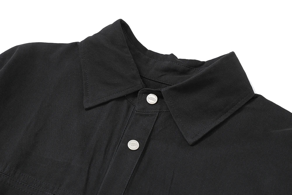 Back Zipper Vibe Style Black Long Sleeve Shirts Jackets for Men Streetwear Y2k Baggy Ropa Hombre Camisas Oversized Loose Coat Street King Limited