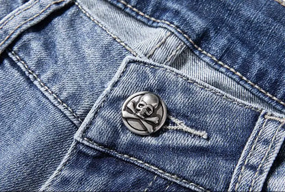 high 2023 new classical pirate metal skull bone luxurious embroidered jeans cotton denim pants comfort casual jeans 28 38 204 denim street jeans