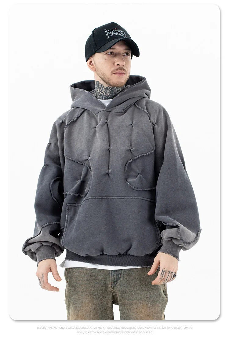 Stitching deconstructed gradient dyed heavy hoodie Street King Limited