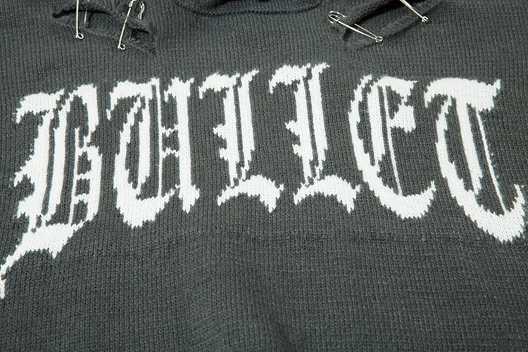 Men Knitted Sweater Harajuku Fake Two Pieces Loose Sweater Casual Ripped Holes Shoulder Long Sleeve Pullover Streetwear Sweaters Street King Limited