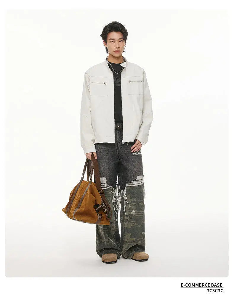 men retro casual stand collar streetwear fashion loose lightweight short motorcycle jacket women spring autumn coat outerwear unique shorts style 410