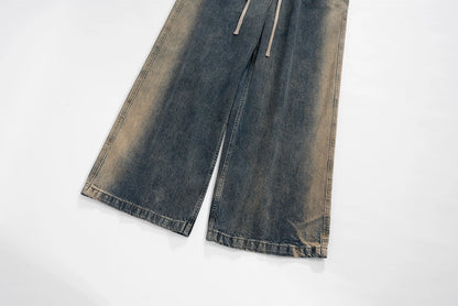 mens high street loose denim jeans casual straight retro washed jeans hip hop streetwear casual wide legs joggers baggy jeans unique joggers style 1869