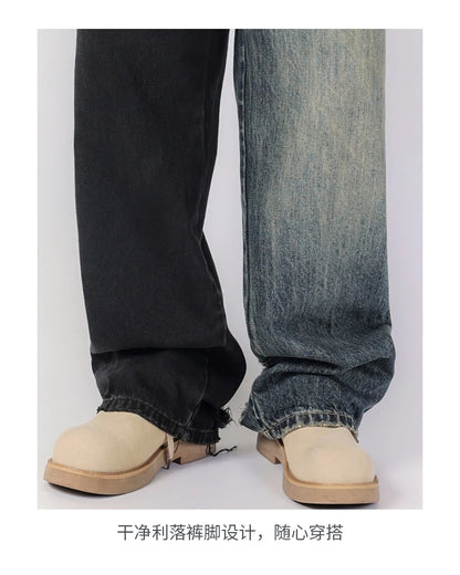 men streetwear fashion black blue splice hip hop loose casual wide leg straight baggy jeans pant cityboy jeans pants trousers unique jeans style 2522