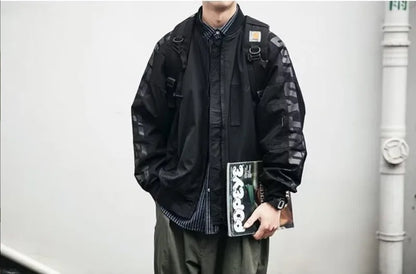 japanese trendy charge jacket mens american pilot windproof tooling coats thin loose letter printed unisex baseball jersey unique default style 2275