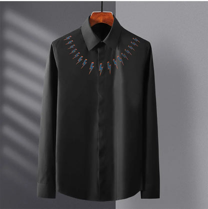 New 2022 Men Classic NEIL BARRETT thunderbolt Fashion Cotton Casual Shirts Shirt high quality Pocket Short sleeves S 2XL #A686 Street King Limited