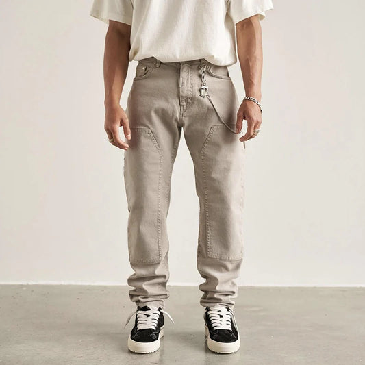 Harajuku Solid Color Pockets Sashes Vibe Style Mens Cargos High Street Casual Straight Oversized Baggy Trousers Loose Overalls Street King Limited
