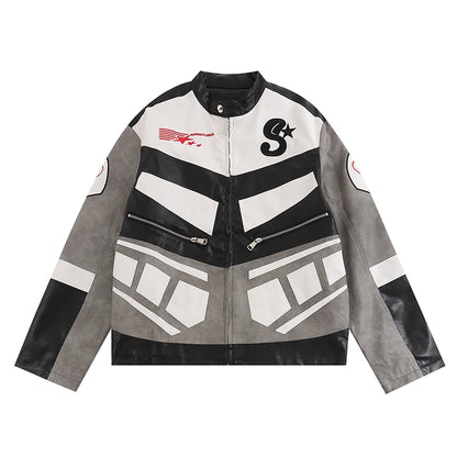 racing jackets fashion letter embroidery patchwork zipper jacket coats men hip hop pu lether outerwear casual streetwear jackets unique default style 4241