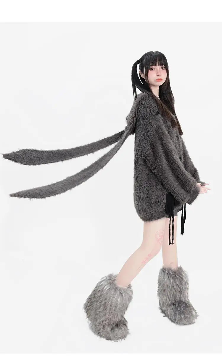 plush faux mink fur thick cardigan sweater jacket for women pro choice loose medium to long style coat women winter y2k tops unique default style 744