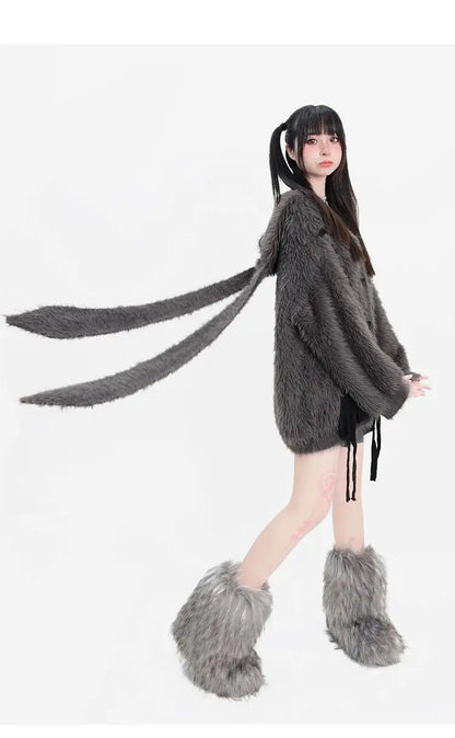 plush faux mink fur thick cardigan sweater jacket for women pro choice loose medium to long style coat women winter y2k tops unique default style 744