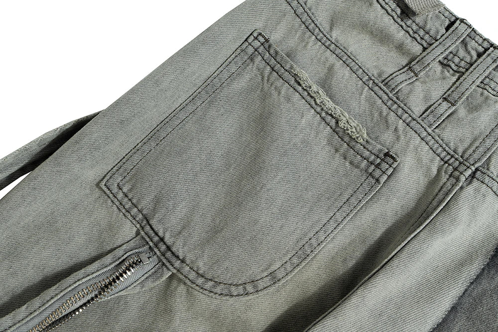 streetwear washed vintage ribbons logging jeans pants mens straight ropa hombre baggy cargos oversized loose denim overalls unique cargo style 5535