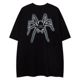 Men T Shirts Spider Letter Printed with Necklace Short Sleeve Tees High Street Hip Hop Tshirt Harajuku Vintage Y2k Tops Unisex Street King Limited