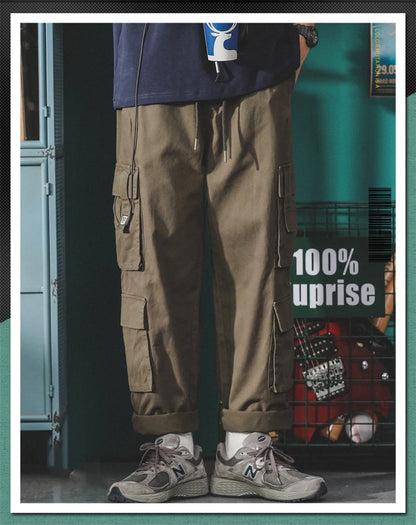 american vintage baggy cargo pants men outdoor sport military tactical sweatpants y2k straight multi pocket overalls trousers unique joggers style 455