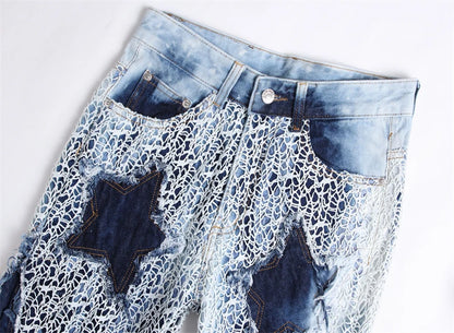 fashion stars patchwork mesh denim jeans new casual slim fit biker trousers skinny jeans men streetwear hip hop pants joggers unique joggers style 4801